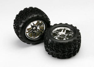 Traxxas 5174R Split-Spoke 3.8" Chrome Wheels & Talon Tires (2)