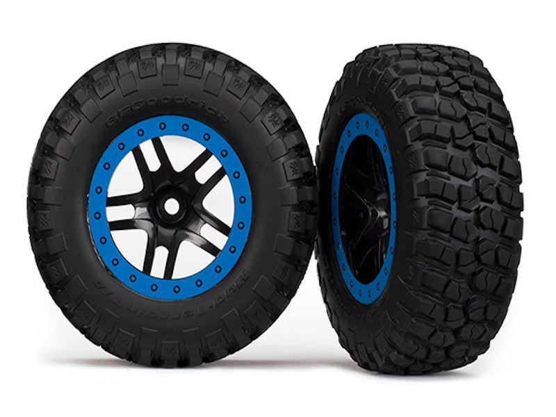 PowerHobby Traxxas 5885A SCT Blue Beadlock Wheels & Tires (2)