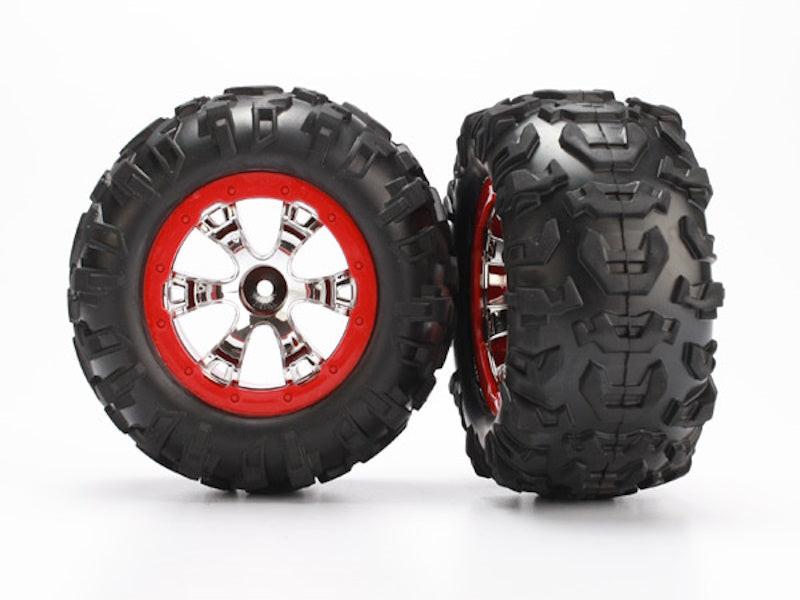 PowerHobby Traxxas 7272 Canyon AT Tires Geode Chrome Wheels Red (2) Beadlock: Summit