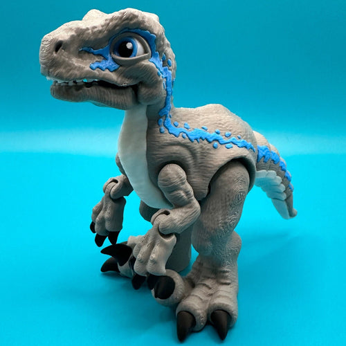 Articulated Velociraptor Dinosaur 3D Printed Toy | Stlflix | Blue | Raptor