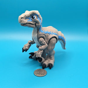 Articulated Velociraptor Dinosaur 3D Printed Toy | Stlflix | Blue | Raptor