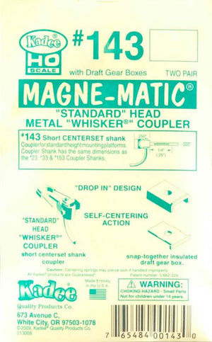 Kadee #143 Magne-Matic Standard Head Metal Whisker Couplers 1/4" (4)