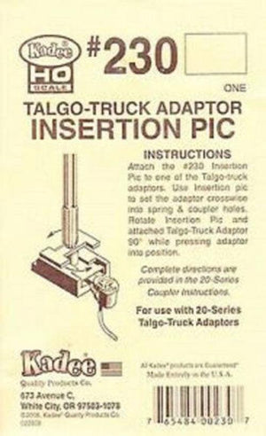 Kadee #230 HO Scale Talgo Adaptor Insertion Pic