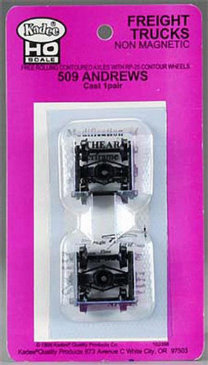 Kadee 509	Andrews (1898) Truck/33" Ribbed Back Code 110 Standard Wheels (1 Pair)