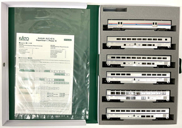 Kato N Scale 10-1789 Amtrak Superliner I Phase VI 6 Car Set w/Bookcase