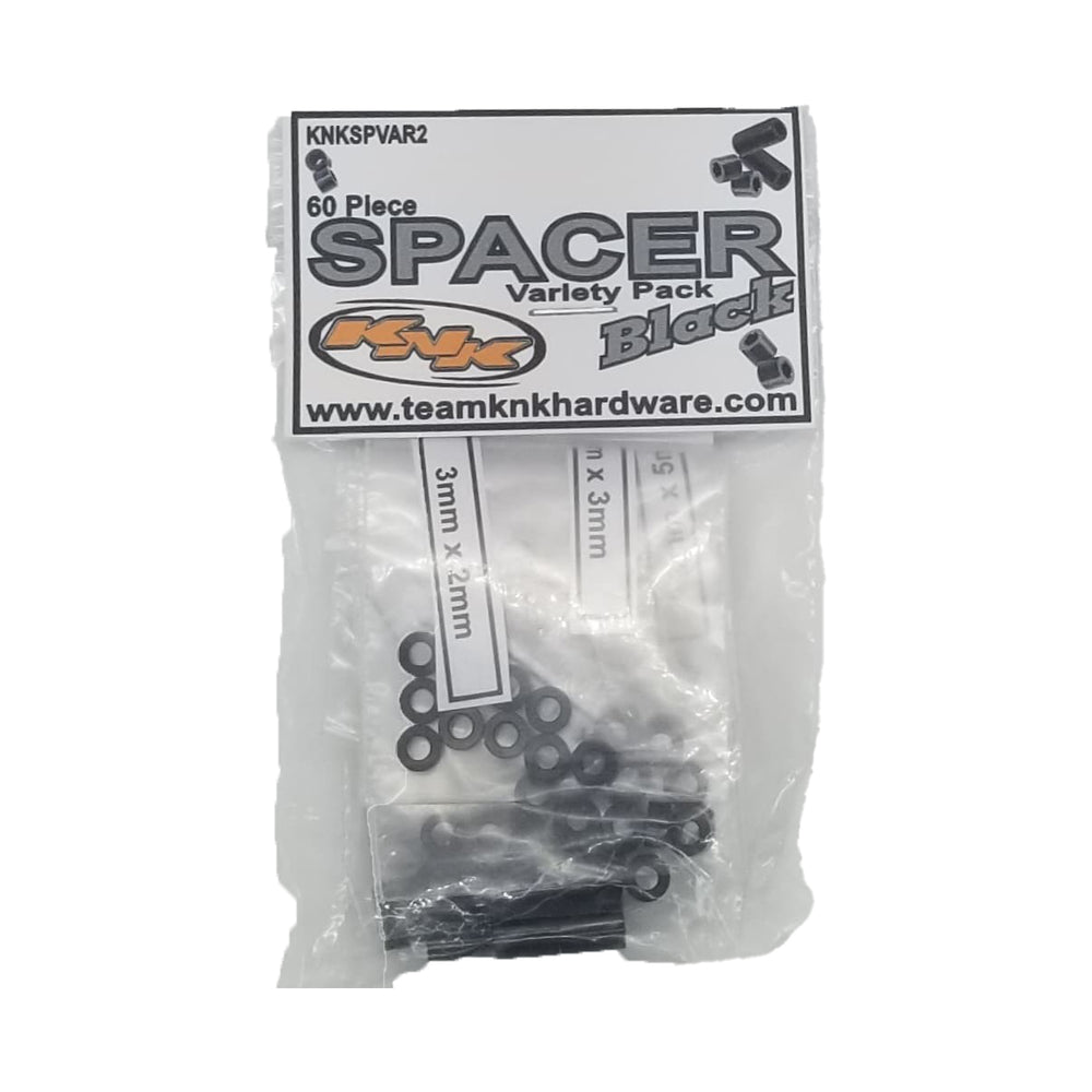Team KNK 60 Piece 3mm Aluminum Spacer Variety Pack - Black