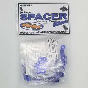 60 Piece 3mm Aluminum Spacer Variety Pack - Blue