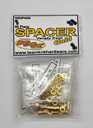 60 Piece 3mm Aluminum Spacer Variety Pack - Gold