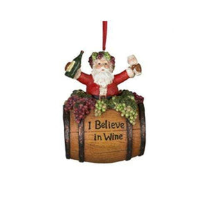 Kurt Adler - Santa Wine Barrel 4" Resin Ornament