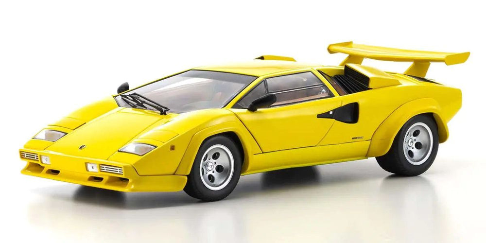 Kyosho - 1/18 Scale Lamborghini Countach LP5000 Quattrovalvole Yellow Model Diecast Car — 1:18 Scale Model Cars