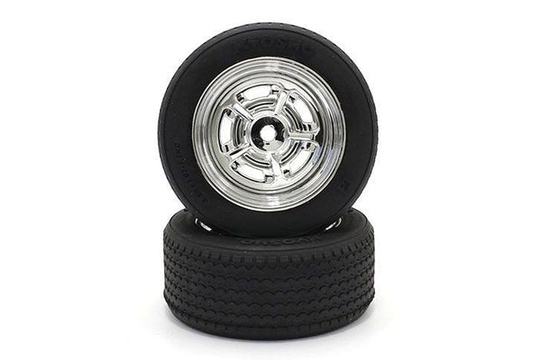 Kyosho Vintage TC Tire, Medium Compound, Mounted on Chrome Plated Rostyle Wheels for FZ02, 2pcs)