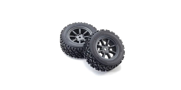Kyosho Glued Vintage Rally Tire FZ02-R (M), 8-Spoke Watanabe Wheel/Black Metallic, 2pcs