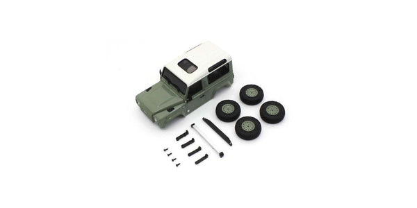 Kyosho MX-01 Land Rover Defender 90 Heritage Grasmere Green / Alaska White Body Set