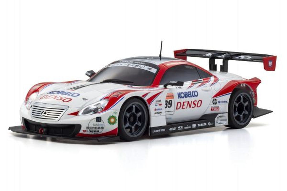 Racing car model with visible branding on a white background