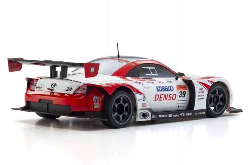 Racing car model with visible branding on a white background