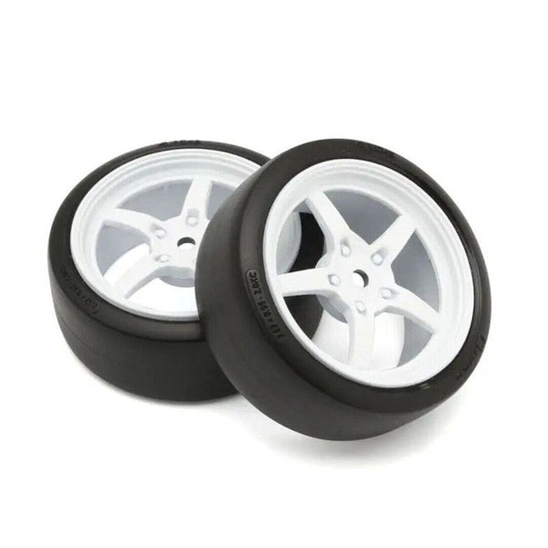 Kyosho FATH705WD Pre-Mounted Drift Tire FZ02 & 5 Spoke White Wheels (2Pcs)