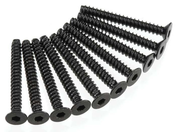Axial AX470 AX10 Hex 3x25mm Self Tapping Flat Head Screws Black (10)