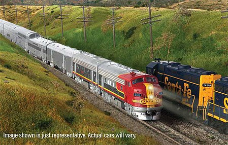 Walthers Proto 827 HO Scale Santa Fe Denver Connection 3-Car Deluxe Edition Consist -- Santa Fe - one each: Steam Generator, Baggage, 46-Seat Coach