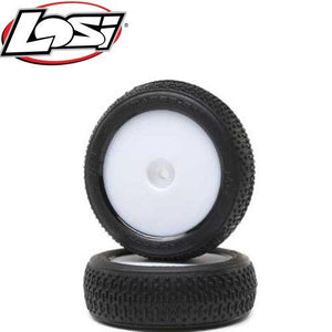 Losi LOS41017 Taper Pin FRont Mounted White Tires / Wheels (2) Mini-B