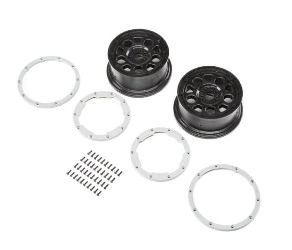 Losi Racing LOS45015 Wheel Black Beadlock Silver (2) Desert Buggy XL-E