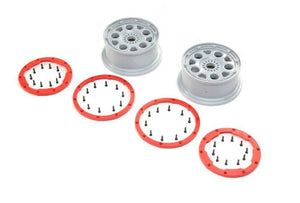 Losi Racing LOS45033 Wheels Silver/Red Bead Lock (2) Desert Buggy XL-E 2.0