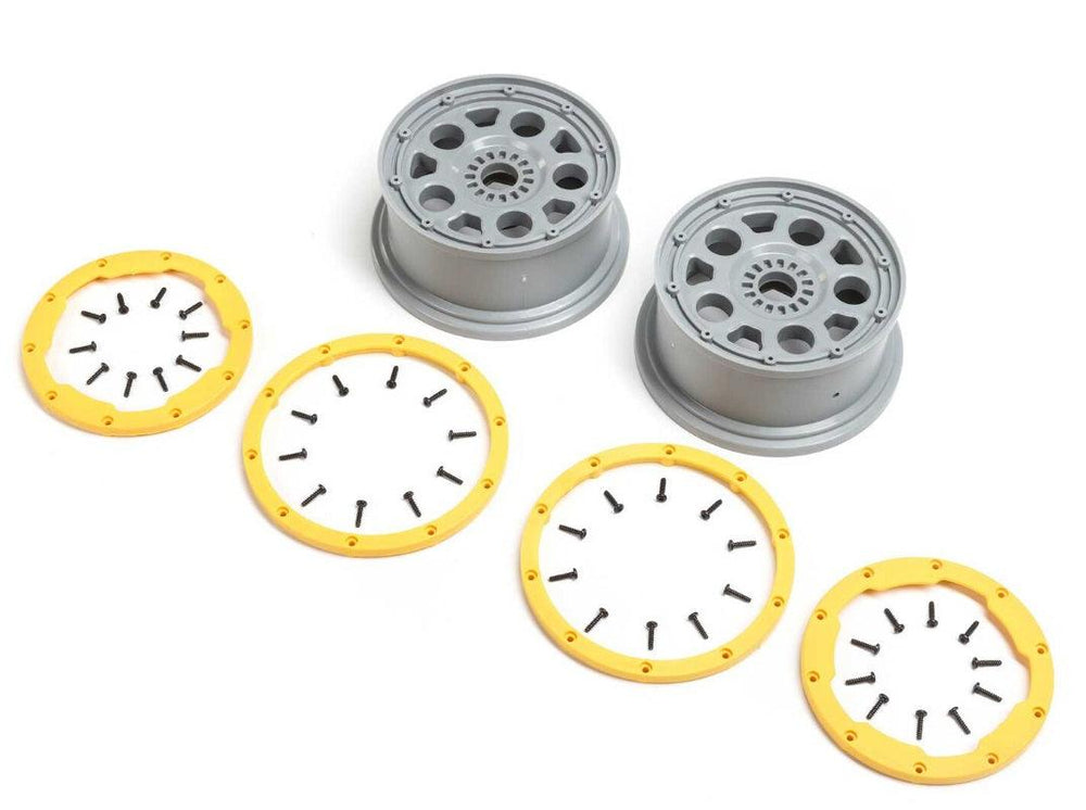 Losi LOS45036 Wheels Silver Yellow Beadlock (2) DBXL 2.0