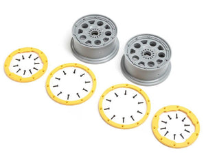 Losi LOS45036 Wheels Silver Yellow Beadlock (2) DBXL 2.0