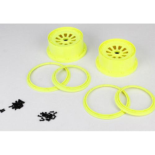 Losi LOSB7035 5IVE-T / Desert Buggy XL Wheel Set w/Beadlocks Yellow (2)