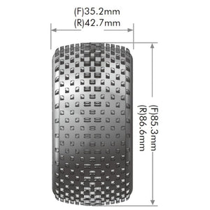 Louise R/C - E-Hornet 1/10 4WD Front Buggy Tire, Soft, Mounted on White Rim, for Kyosho 12mm Hex