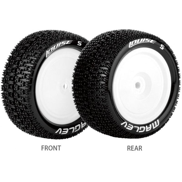 E-Maglev 1/10 4WD Front Buggy Tire, Soft, Mounted on White