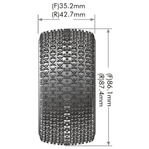 E-Maglev 1/10 4WD Rear Buggy Tire, Soft, Mounted on White Rim, for Kyosho 12mm Hex
