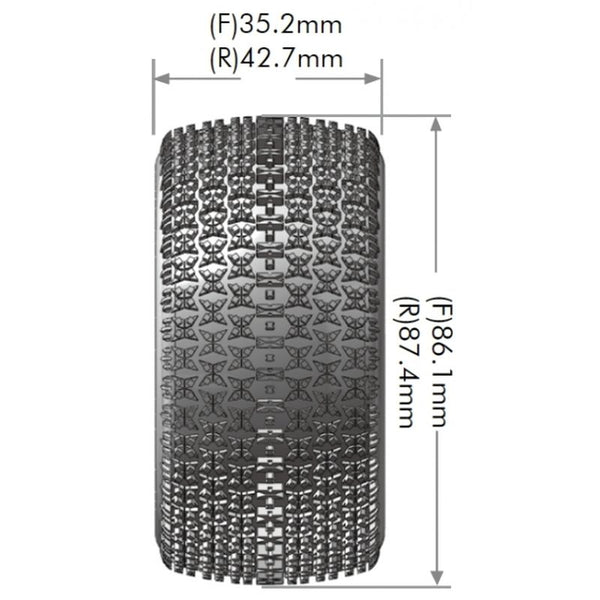 E-Maglev 1/10 4WD Rear Buggy Tire, Soft, Mounted on White Rim, for Kyosho 12mm Hex