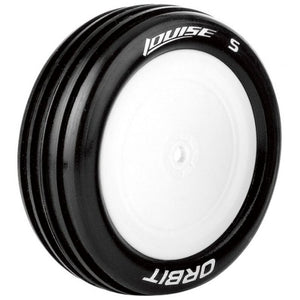 E-Orbit 1/10 2WD Front Buggy Tire, Soft, Mounted on White Rim, for Associated B4