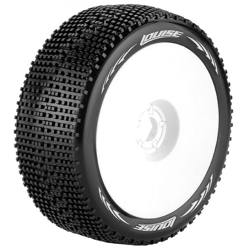 Louise R/C B-Groove 1/8 Soft Front/Rear, 17mm Hex, Mounted on White Rim