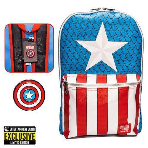 ToyShnip Loungefly Captain America Cosplay Backpack with Pin Set - Entertainment Earth Exclusive — Backpacks