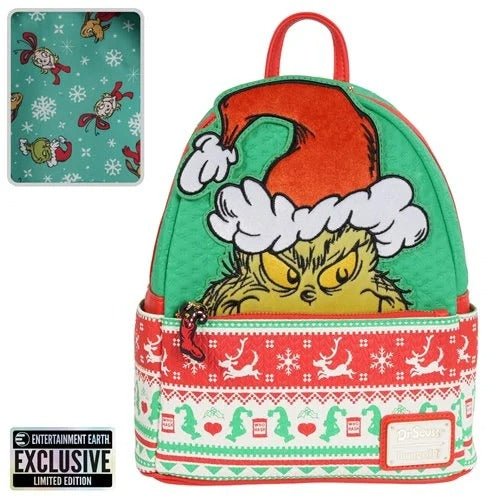 ToyShnip Loungefly How the Grinch Stole Christmas Grinch Christmas Sweater Mini-Backpack - Entertainment Earth Exclusive —