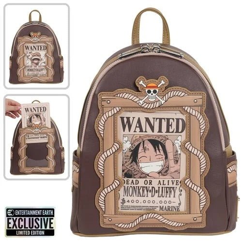 ToyShnip Loungefly One Piece Wanted Dead or Alive Monkey D. Luffy Mini-Backpack - Entertainment Earth Exclusive — Backpacks