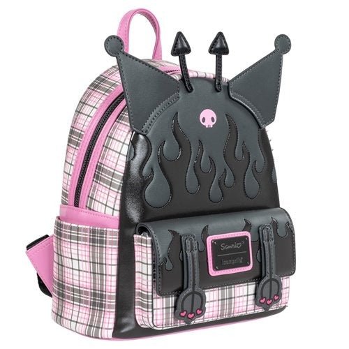 ToyShnip Loungefly Sanrio Kuromi Flames and Plaid Mini-Backpack - Entertainment Earth Exclusive — Backpacks
