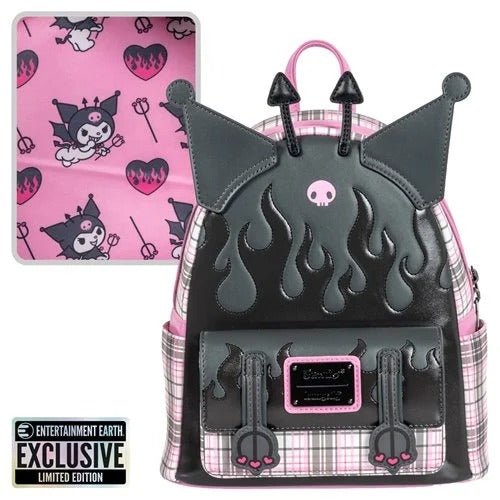 ToyShnip Loungefly Sanrio Kuromi Flames and Plaid Mini-Backpack - Entertainment Earth Exclusive — Backpacks