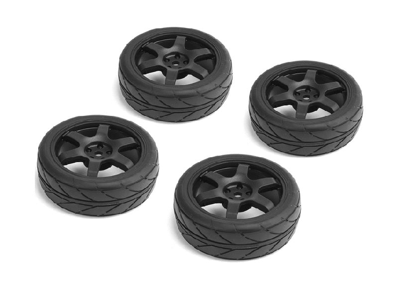 Louise R/C 1/10 Road Tires 6 Spoke Wheel, Black / ET-0mm (4pcs),