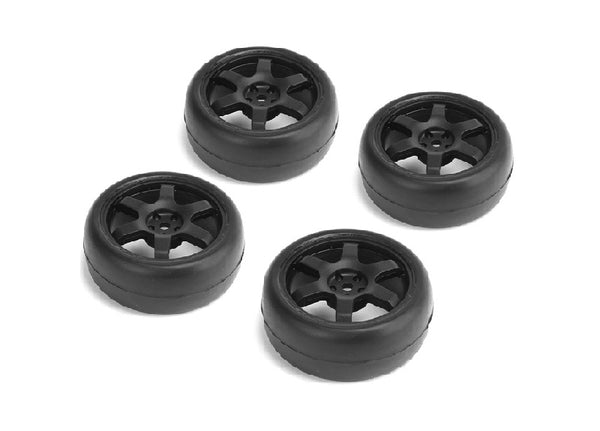 Louise R/C 1/10 Slick Tires 6 Spoke Wheel Black / ET-0mm (4pcs),