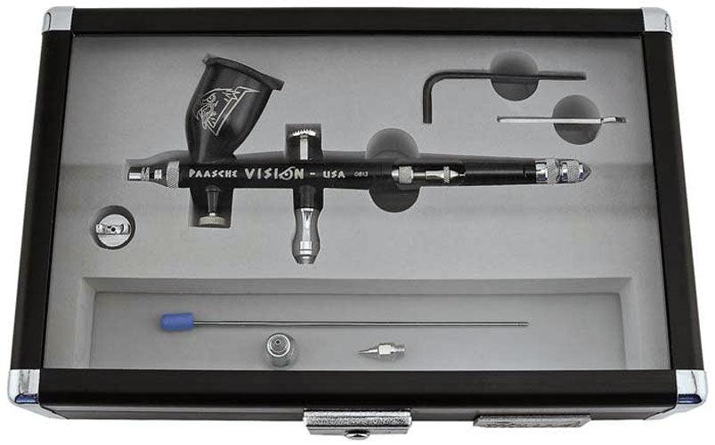 Paasche TGX-2F Vision Dual Double Action Gravity Feed Airbrush Set Talon TGX2F