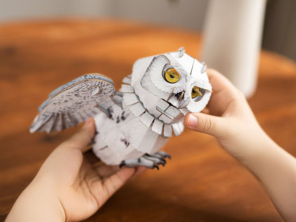Make Bug Snowy Owl 3D Kraft Paper Puzzle