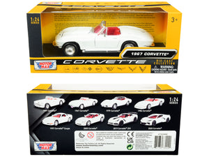1967 Chevrolet Corvette C2 Convertible White with Red Interior "History of Corvette" Series 1/24 Diecast Model Car by Motormax