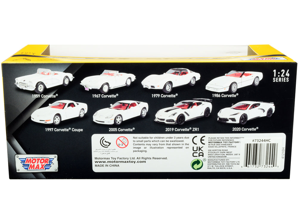 1967 Chevrolet Corvette C2 Convertible White with Red Interior "History of Corvette" Series 1/24 Diecast Model Car by Motormax