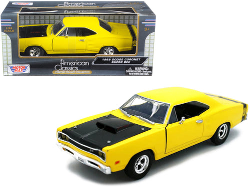 1969 Dodge Coronet Super Bee Yellow 1/24 Diecast Car Model by Motormax — physical