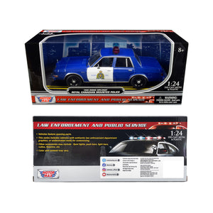 1986 Dodge Diplomat "Royal Canadian Mounted Police" Metallic Blue and White 1/24 Diecast Model Car by Motormax