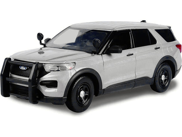 2022 Ford Police Interceptor Utility Unmarked Slick-Top Silver 1/24 Diecast Model Car by Motormax