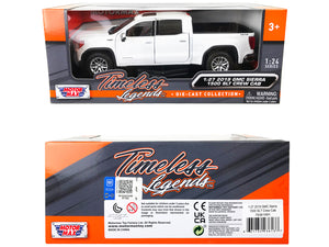 2019 GMC Sierra 1500 SLT Crew Cab 4x4 Pickup Truck with Sunroof White "Timeless Legends" Series 1/24-1/27 Diecast Model Car by Motormax