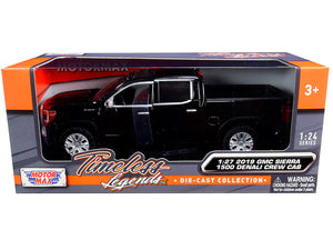2019 GMC Sierra 1500 Denali Crew Cab Pickup Truck Black 1/24-1/27 Diecast Model Car by Motormax